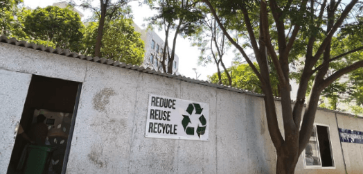 Waste segregation centre built using recycled plastics Ricron sheet at GTP located in Bengaluru, India.
